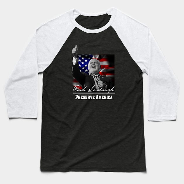 RUSH LIMBAUGH AN AMERICAN ICON Baseball T-Shirt by CelestialCharmCrafts